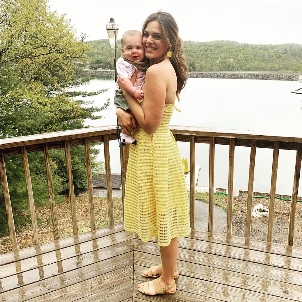Tube top yellow midi dress